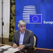 Mario Centeno, Presidente del Eurogrupo, durante la primera reunión