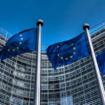 Banderas de la Unión Europea en el Parlamento.