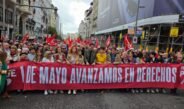 Gran Vía se tiñe de rojo sindical en el 1‑M