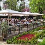 Terraza llena de gente en el Campo del Moro